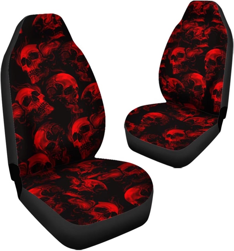 Howilath Red Gothic Flame Skull Print Car Seat Cover for Women, Universal Fit 2 Piece Stretchy Breathable Bucket Vehicles Seat Cover Front Seats for SUV Van Sedan - Image 3